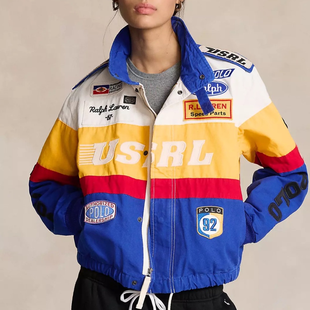 Ralph Lauren Polo Women’s M Racing Patches Retro Canvas Jacket RARE!!!